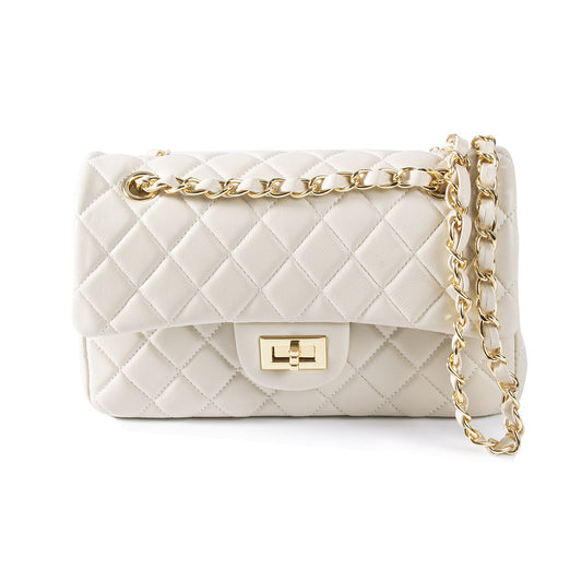 The popular style that can be carried on the back for all seasons with a small fragrance and soft sheepskin quilted woven chain multi-compartment single shoulder crossbody bag