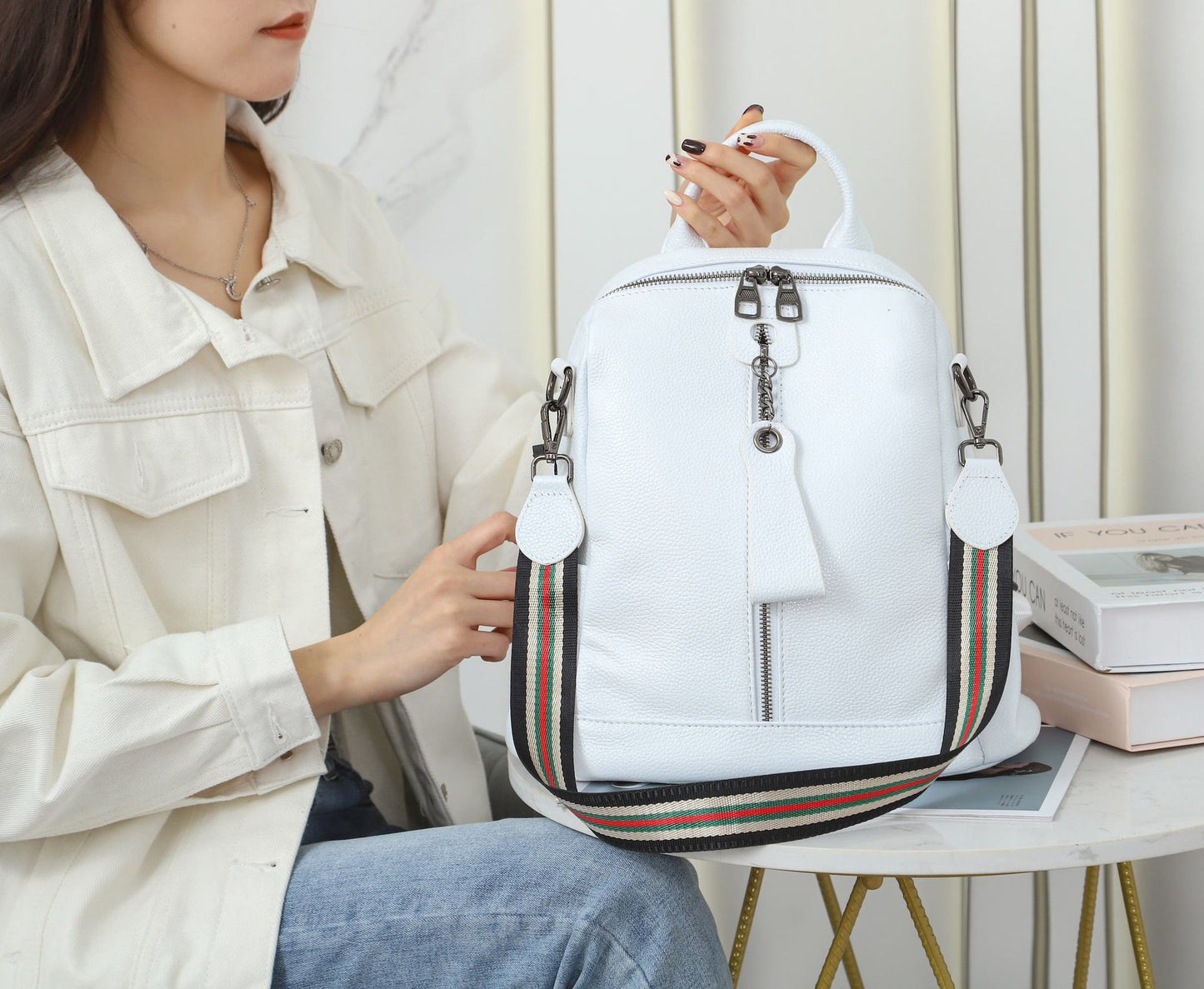 Backpack for women 2020 new Korean style fashion versatile cowhide bag casual personality soft leather anti-theft backpack trendy