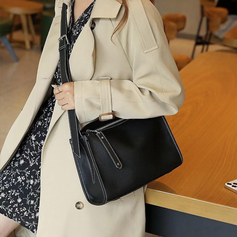 Bag new style first-layer cowhide shoulder cross-body bag high-end bag for women genuine leather pillow bag