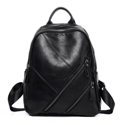 2023 New Backpack Large Capacity Simple Personalized Genuine Leather Backpack Women Korean Style Backpack Retro Leather Casual Women's Bag