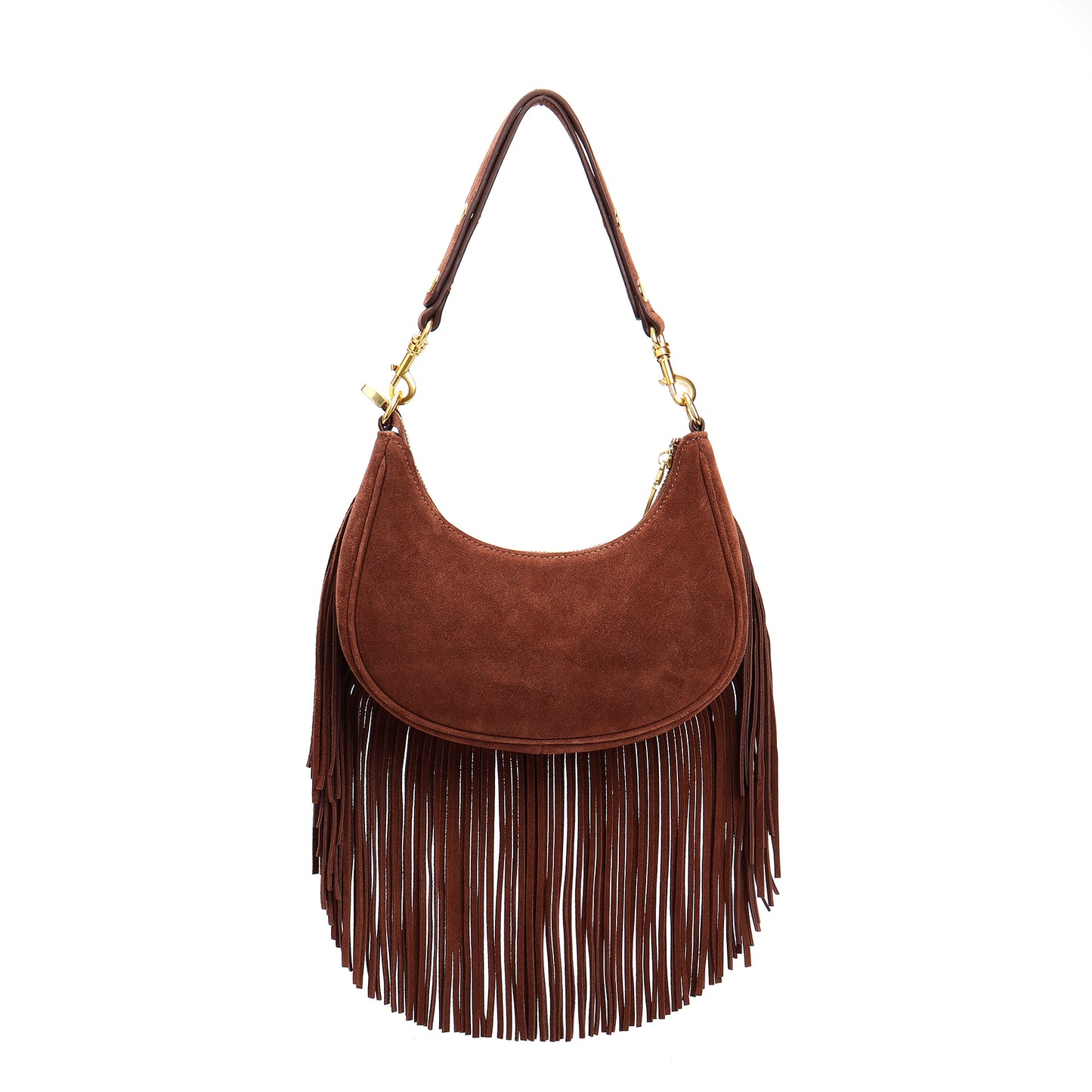 2023 new saddle bag internet celebrity same style matte cowhide tassel bag fashion trend single shoulder small bag crossbody bag for women