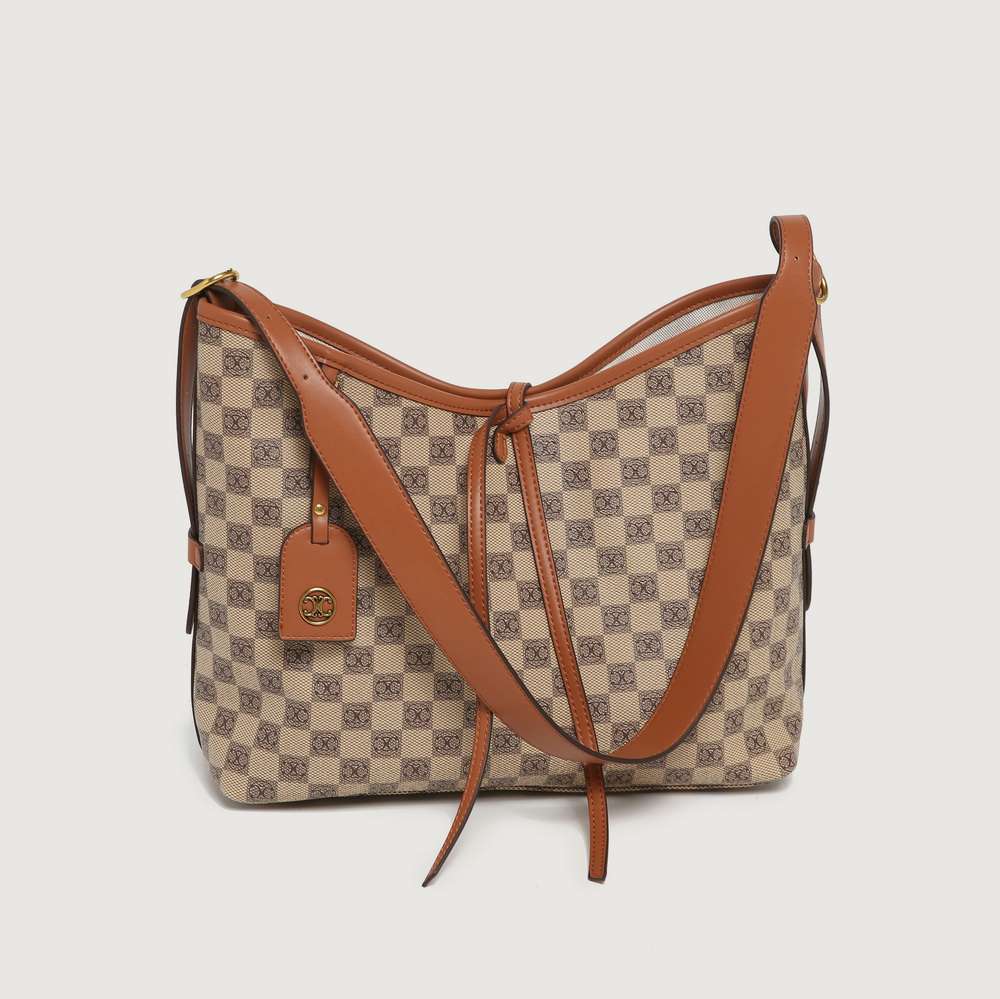 Large-capacity tote bag 2023 new women's bag checkerboard bag high-quality texture tote bag shoulder crossbody bag female