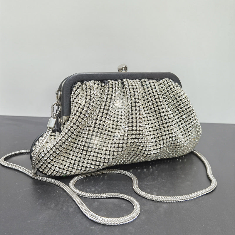 Bags for Women 2021 New King Diamond Cloud Diamond Bag Pleated Dumpling Bag Clutch Bag Diamond Chain Crossbody Bag for Women