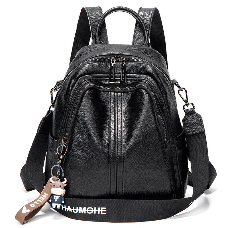 2023 New Backpack Women’s Genuine Leather Backpack Korean Version Versatile Single and Double Shoulder Dual-Purpose Women’s Bag Travel Backpack