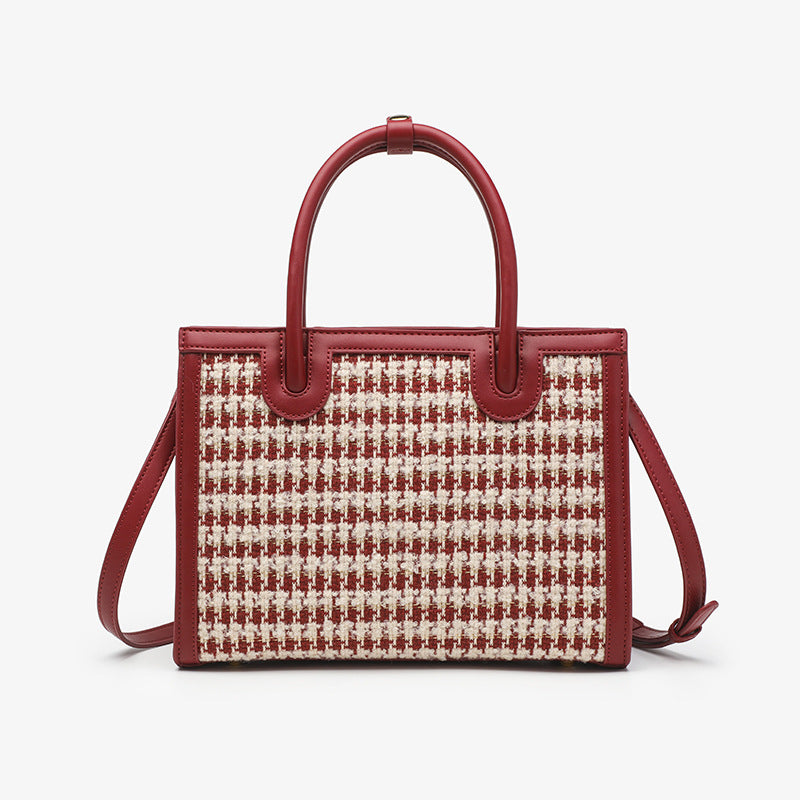 Mother's Day gift for mom, limited edition temperament red wedding bag, handbag, large capacity houndstooth crossbody bag for women