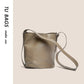 Genuine leather bucket bag for women 2023 new niche soft cowhide pleated tote bag commuter casual shoulder bag crossbody bag