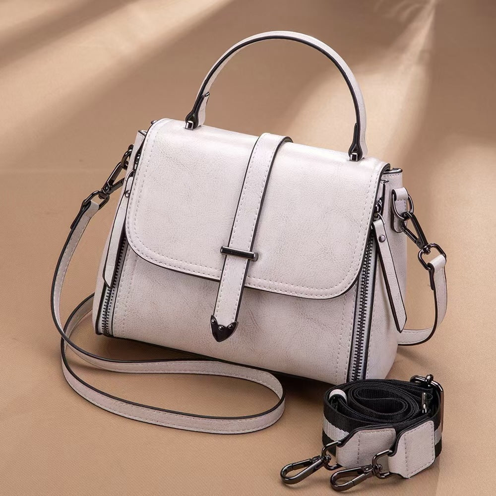 Manufacturer wholesale 2022 new urban simple women's bag oil wax cowhide fashion handbag single shoulder diagonal small square bag