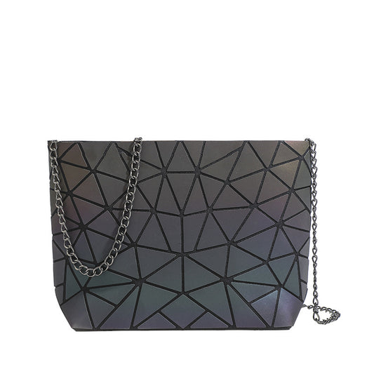 Japan's same style 202 summer 3 new geometric bag laser rhombus bag folding luminous chain bag shoulder crossbody bag