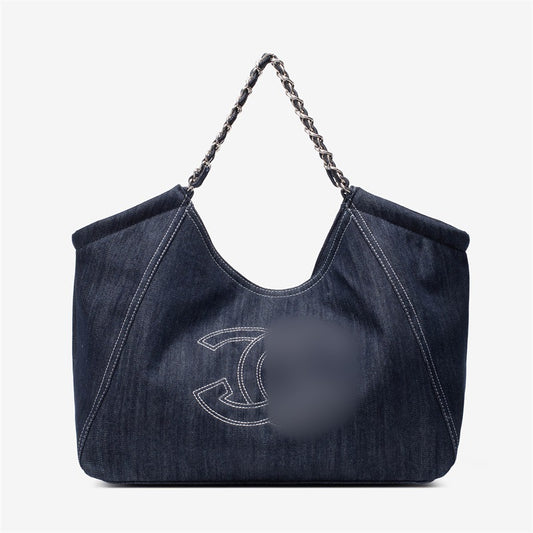 2023 new autumn and winter large-capacity tote bag women's bag single shoulder high-end niche design denim large