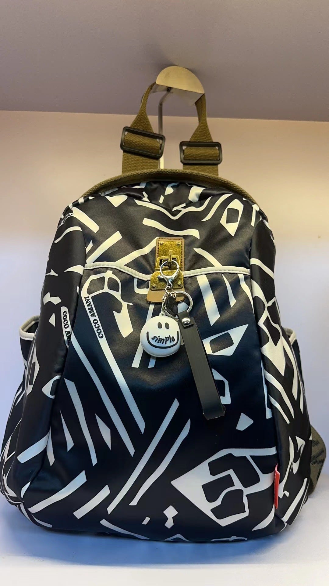 Black and white lightning pattern backpack for women 2023 new fashion Oxford cloth national trend printed women's backpack large capacity bag