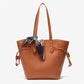 Portable large capacity double tote bag 2023 new style litchi pattern with silk scarf bucket bag versatile