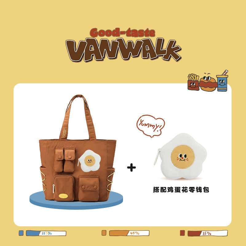 VANWALK bakery homemade Japanese girl food illustration tote bag large capacity cute student shoulder bag