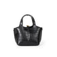 Bag women's niche design light luxury high-end retro glossy crocodile pattern PU hand-carrying vegetable basket shopping handbag