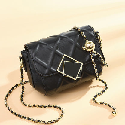 2021 new Korean style textured rhombus chain small square bag single shoulder diagonal fashion versatile women's small bag