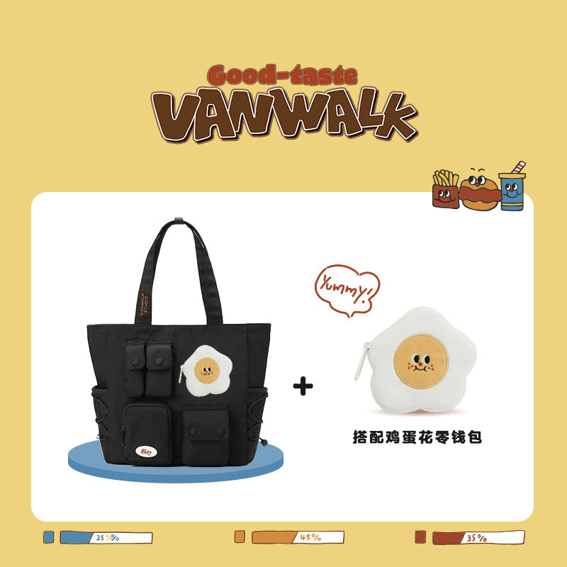 VANWALK bakery homemade Japanese girl food illustration tote bag large capacity cute student shoulder bag