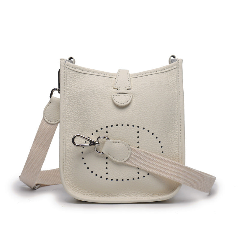 The new h family calfskin Evelyn bag mini fashionable personality single shoulder crossbody hollow bucket bag for women