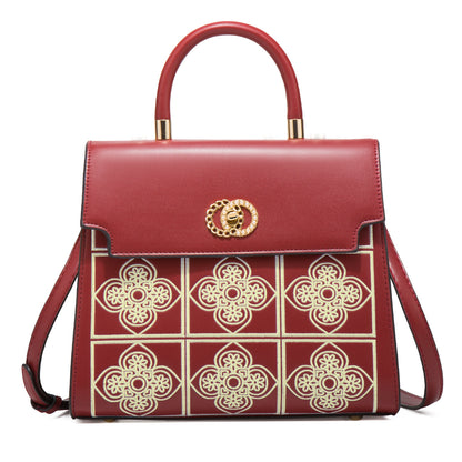 Bags 2023 new style exquisite national style embroidery middle-aged mother handbag light luxury atmosphere Kelly bag retro crossbody