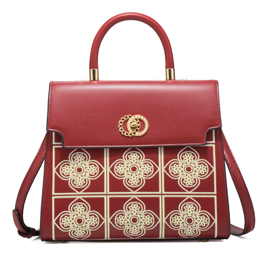 Bags 2023 new style exquisite national style embroidery middle-aged mother handbag light luxury atmosphere Kelly bag retro crossbody