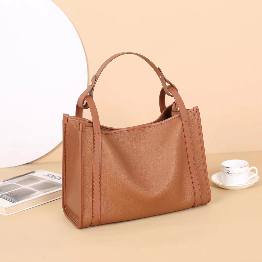 New style women's large tote cowhide bag 2023 fashionable simple shoulder bag large capacity casual cross-body genuine leather women's bag