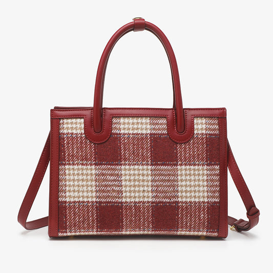 Bag Velvet Houndstooth Handbag Women's 2023 Autumn and Winter Red Bridal Bag Chinese Valentine's Day Gift Mom Tote Wedding Bag