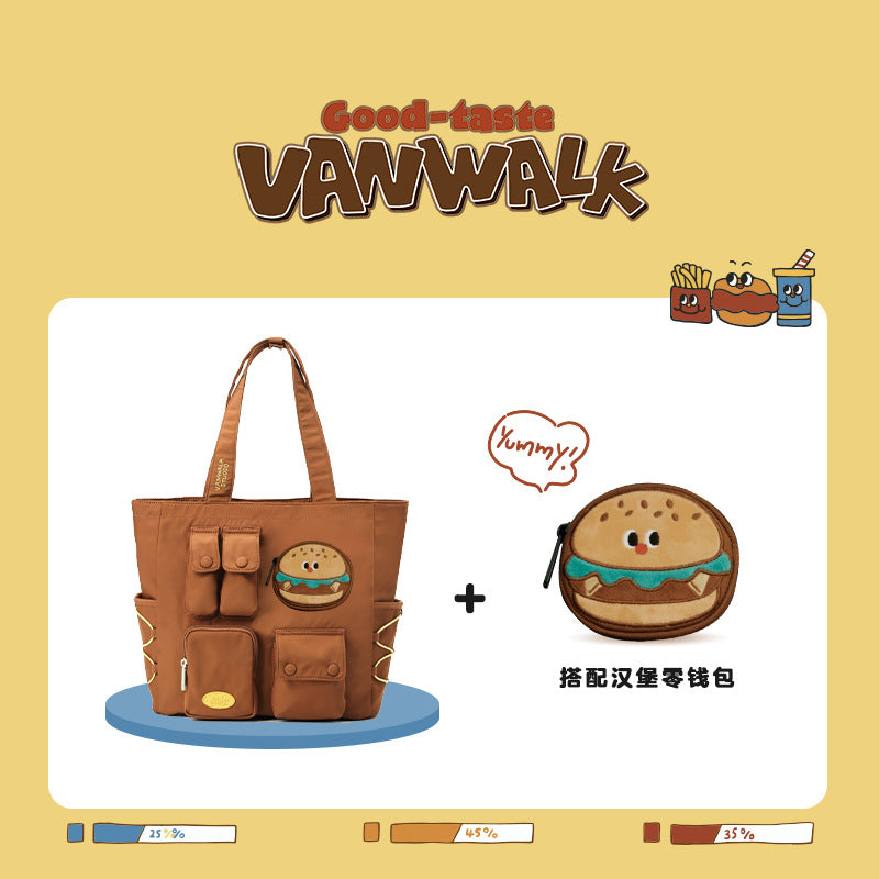 VANWALK bakery homemade Japanese girl food illustration tote bag large capacity cute student shoulder bag