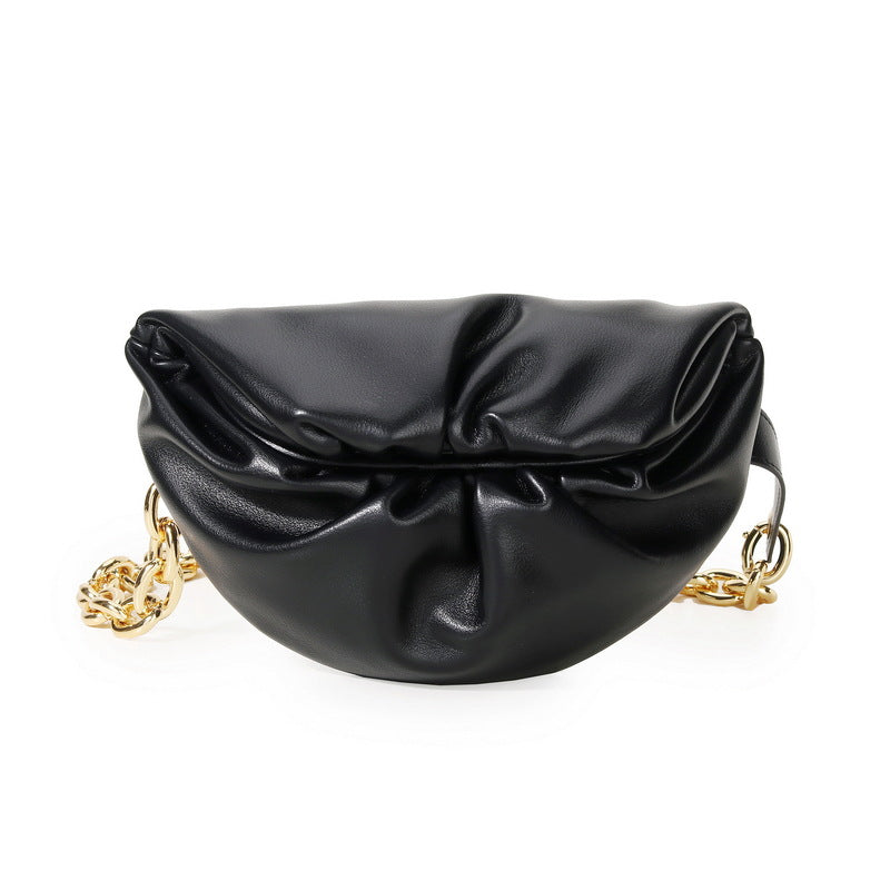 Bags for women 2023 spring and summer new women's chest bag fashion chain cloud bag pleated cowhide clip bag crossbody bag