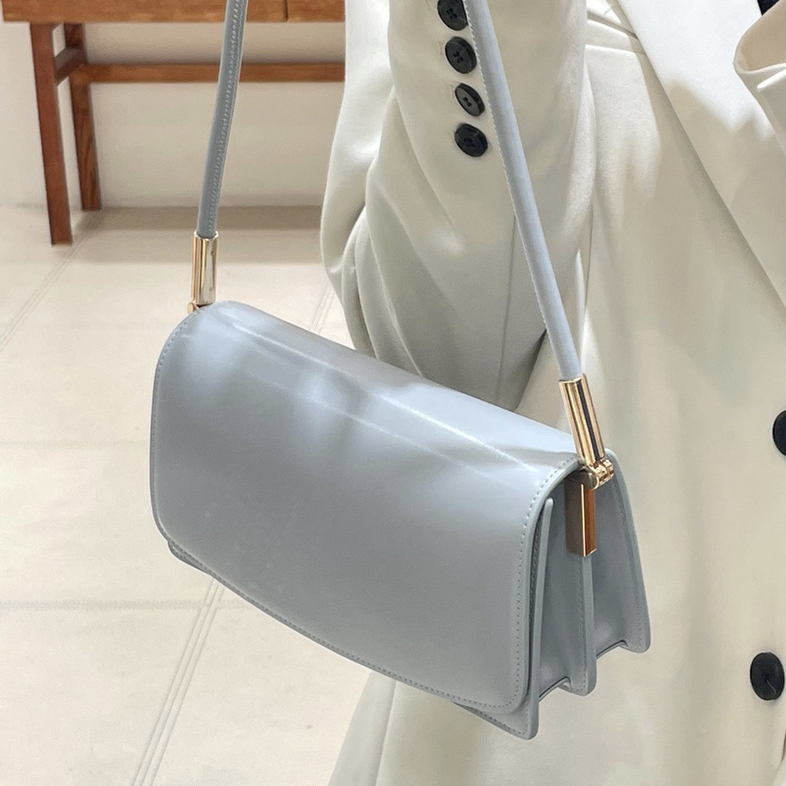 Bags for Women 2023 Summer New Korean Style Baguette Underarm Bag Solid Color Simple Shoulder Bag Trendy Fashion Handbag