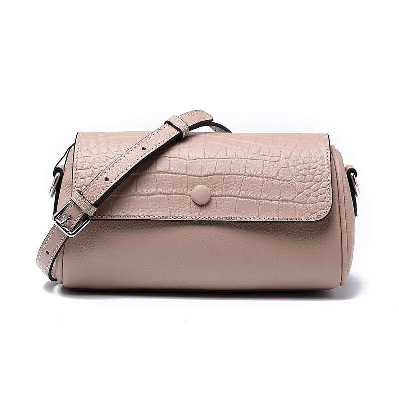 Summer 2023 Douyin popular genuine leather women's bag shoulder bag crossbody small bag versatile niche cowhide cylinder bag