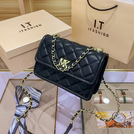 Genuine leather women's bag 2023 new white bag women's crossbody bag small fragrant style rhombus chain bag brand women's bag