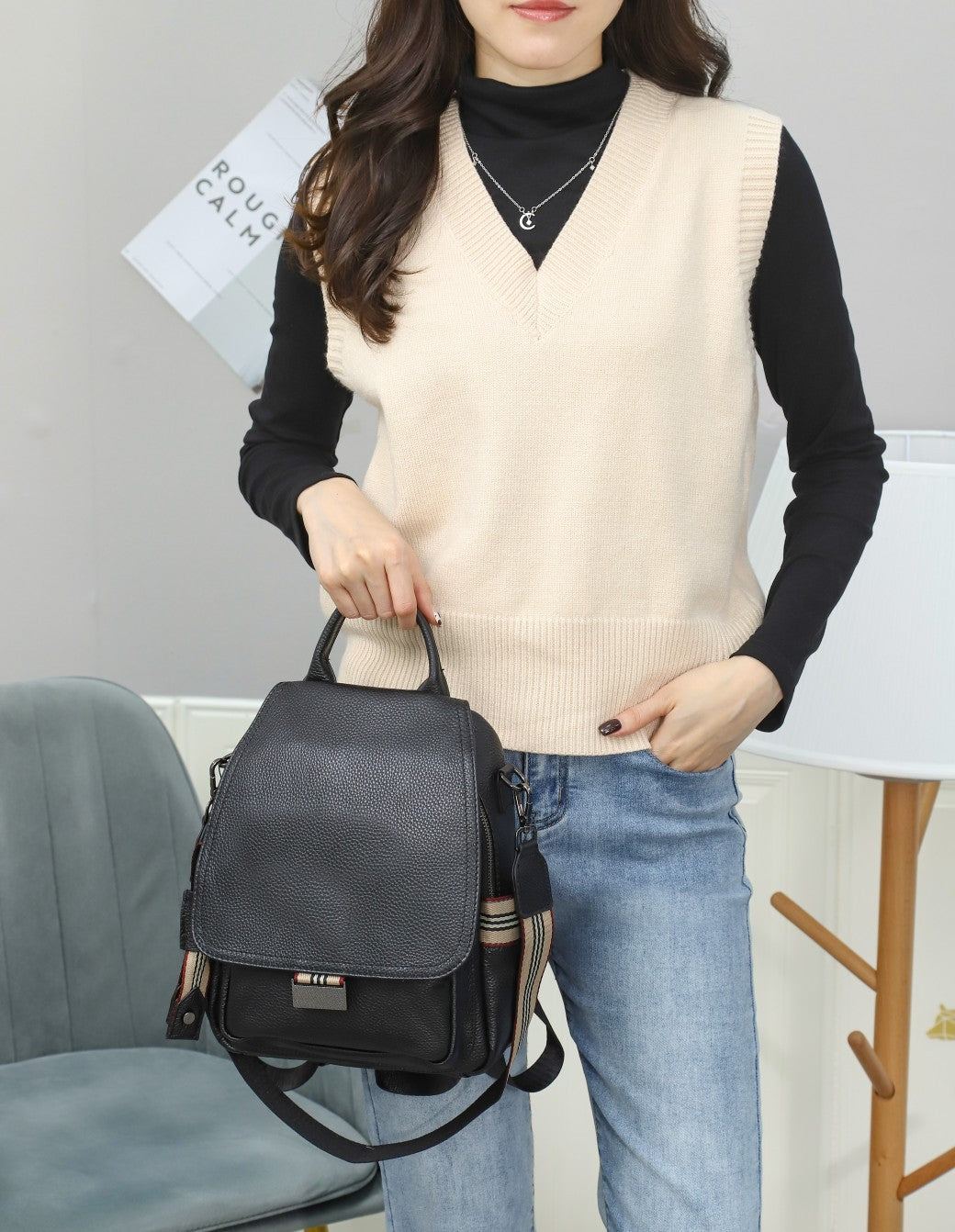 2022 Spring and Summer New Korean Style First Layer Cowhide Backpack Fashionable Travel Large Capacity Wear-Resistant Anti-Theft Women's Bag Trendy