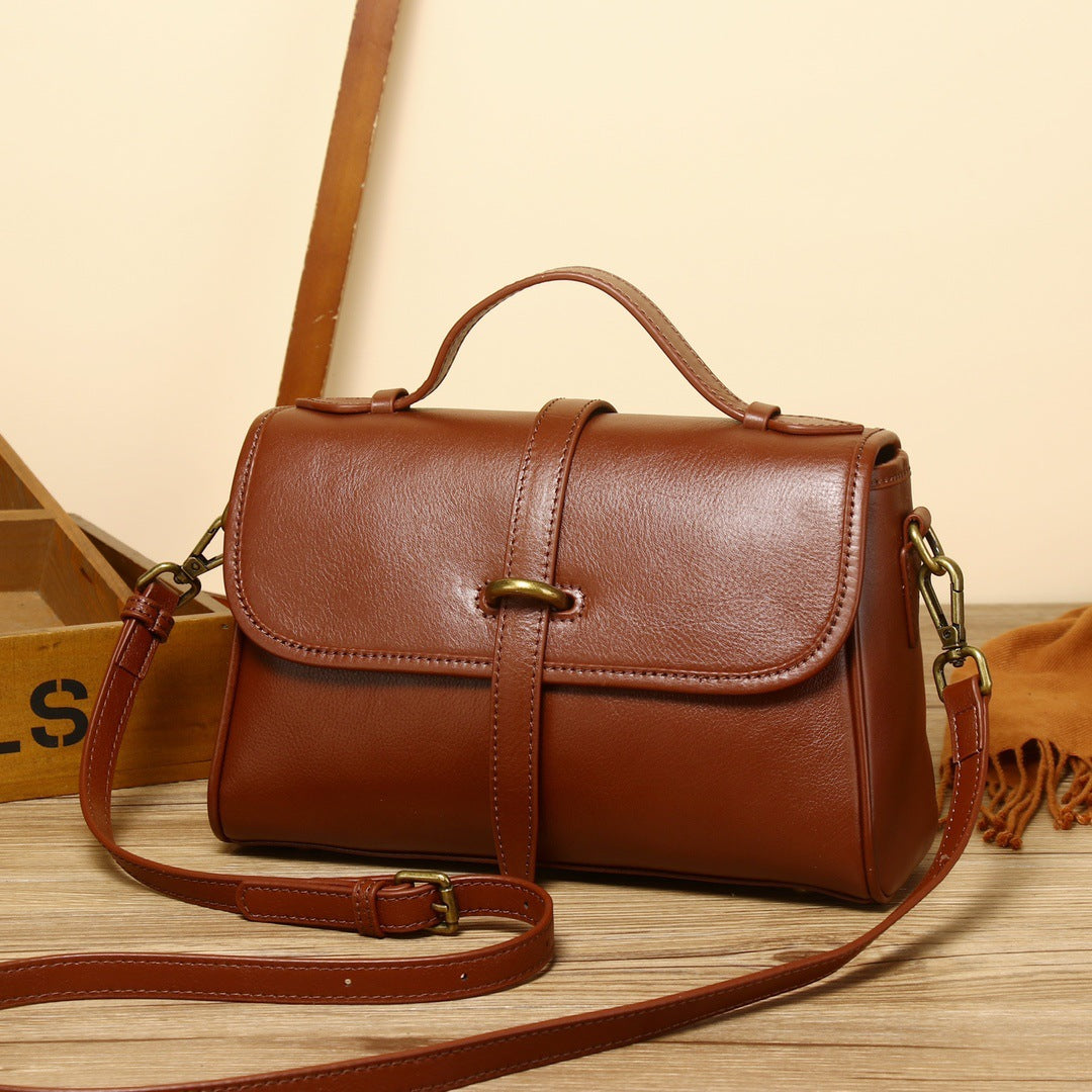 Bag 2022 Genuine vegetable tanned cowhide new high-end simple fashion temperament women's bag hand-held shoulder crossbody postman