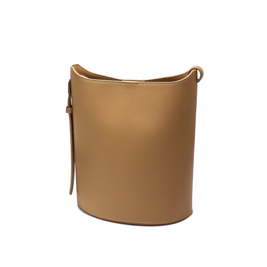 Spring and summer 2022 urban simple fashion versatile one-shoulder cross-body women's bag large capacity cowhide solid color bucket bag