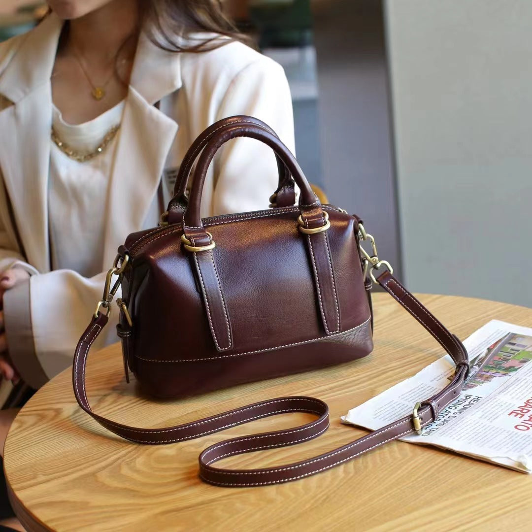 Plant-glued cowhide large bag for women 2023 new style handbag single shoulder cross-body bag for women high-end genuine leather bag