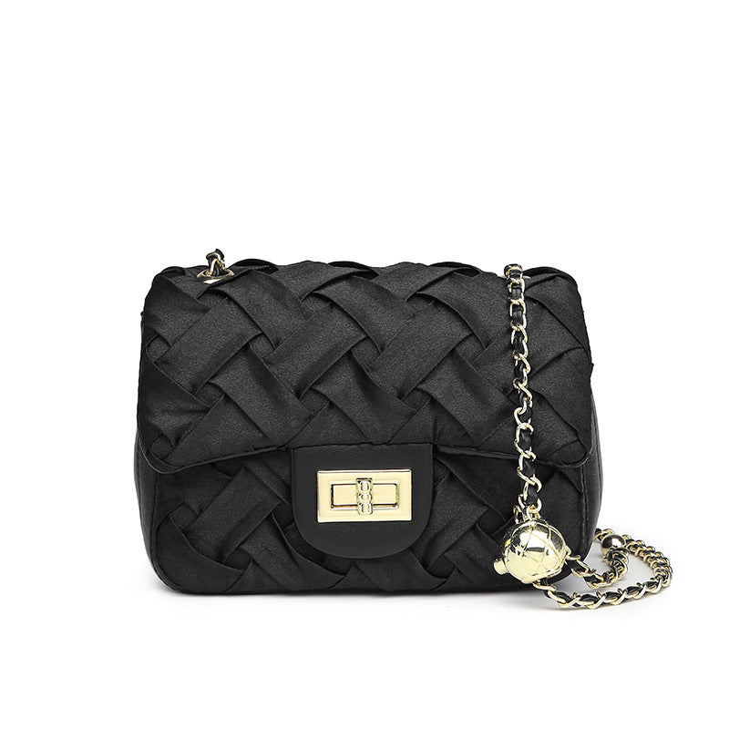 2022 new style woven pleated small gold ball chain adjustable shoulder crossbody small square bag