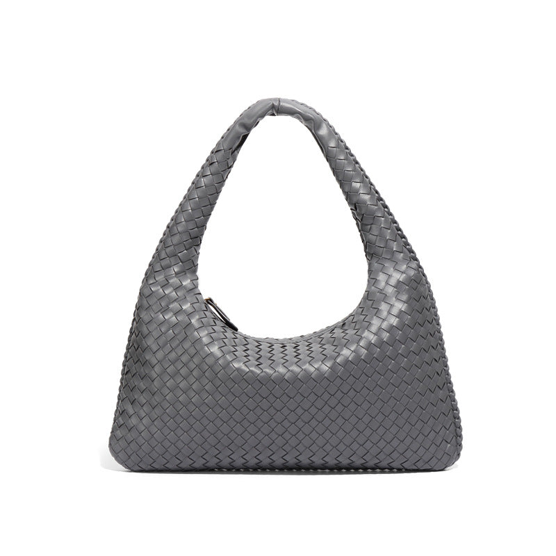 Retro niche one-shoulder dumpling bag, large-capacity crescent armpit bag, textured one-shoulder handbag, hand-woven bag