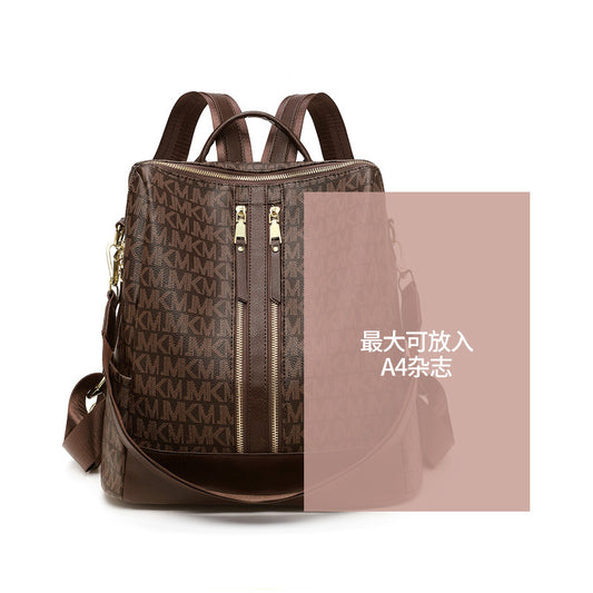 2023 Spring and Summer New Fashion European and American Retro Print Backpack Women's Large Capacity Multi-purpose Commuting Backpack Shoulder Bag