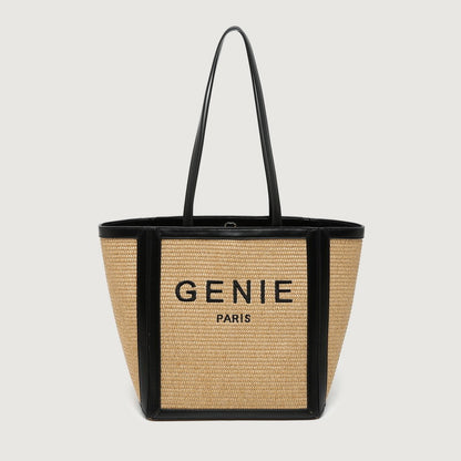 2023 new large-capacity vegetable basket bag bucket woven bag canvas tote bag simple monogram