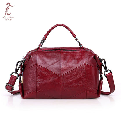 Genuine leather women's bag urban simple ladies crossbody bag soft top layer cowhide double zipper small square bag for women Guangzhou manufacturer