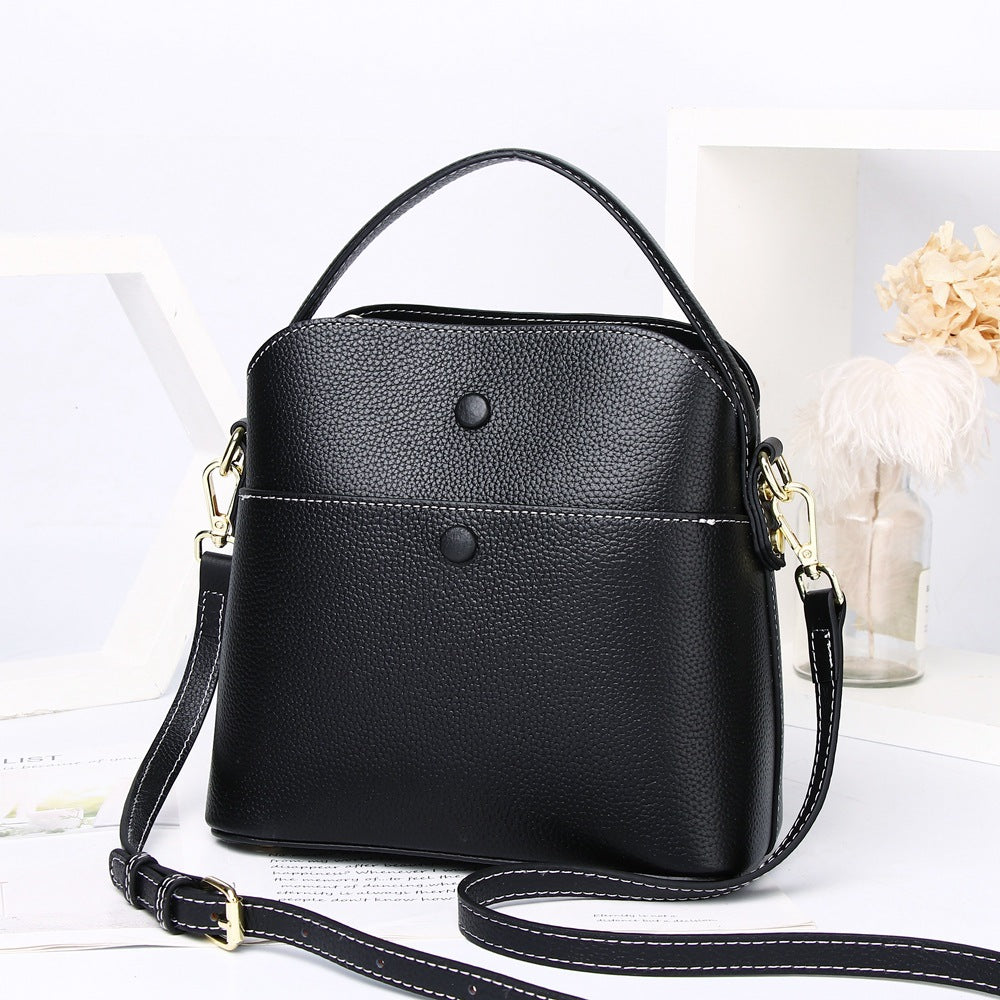 Bucket bag genuine leather women's bag large capacity new handbag bag casual versatile one-shoulder crossbody bag women's versatile 6098