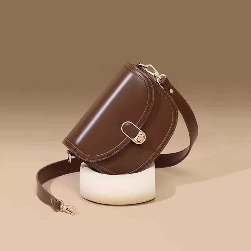 Women's bag genuine leather texture niche crossbody bag saddle bag women's new retro fashion versatile shoulder bag high quality