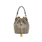 Fashionable texture bucket bag 2023 new drawstring houndstooth women's bag high-end niche Korean version single shoulder