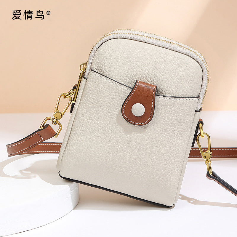 Love Birds Women's Bag 2022 New Niche First-Layer Cowhide Mobile Phone Bag Crossbody Small Bag Casual Genuine Leather Women's Bag Hot Style