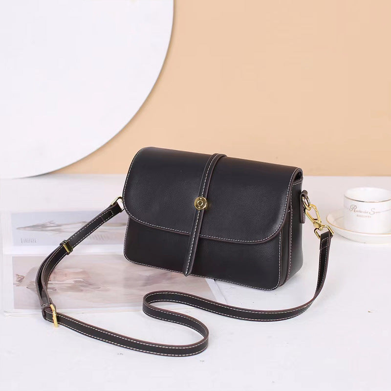 Autumn and Winter Mom Bags 2022 New Fashion Textured Crossbody Bag Small Leather Bag Women's Versatile Genuine Leather Shoulder Small Square Bag