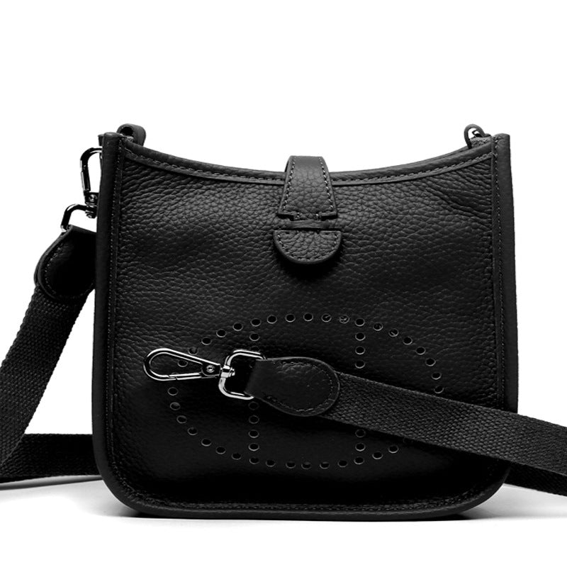 The new h family calfskin Evelyn bag mini fashionable personality single shoulder crossbody hollow bucket bag for women