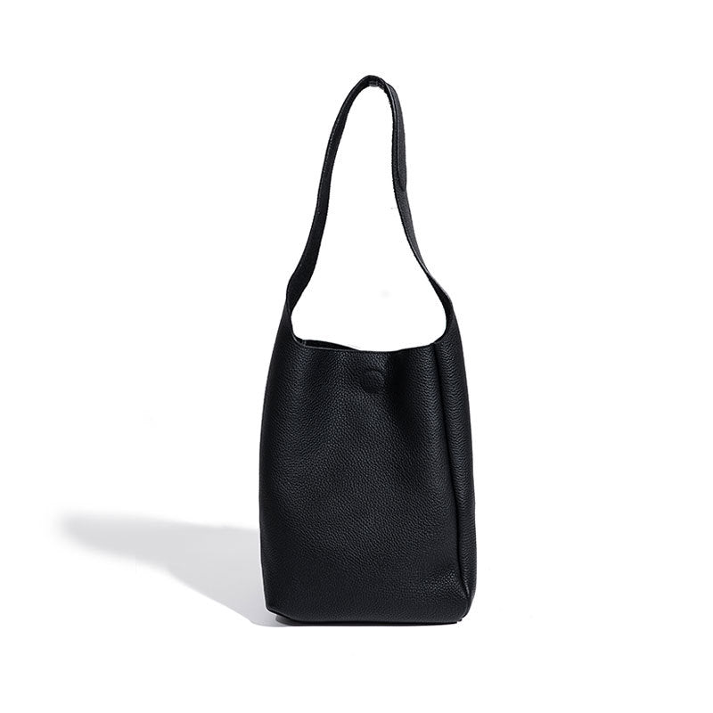 Niche design armpit shoulder bag, first-layer cowhide, high-end, simple solid color tote bag, versatile for commuting, large capacity