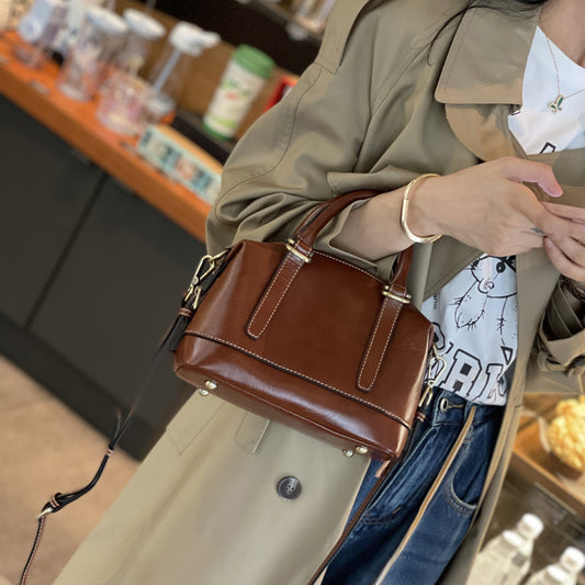 Plant-glued cowhide large bag for women 2023 new style handbag single shoulder cross-body bag for women high-end genuine leather bag