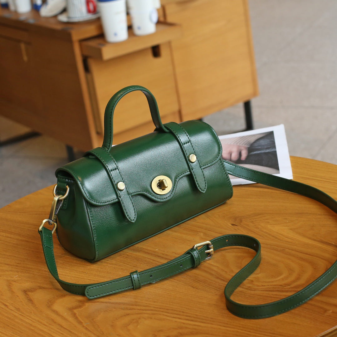 2023 new niche retro postman handbag women's top layer cowhide crossbody bag genuine leather original design Cambridge bag