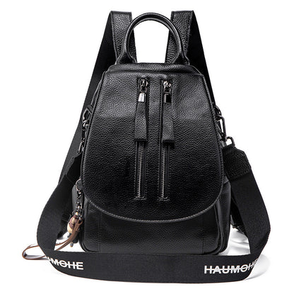 convertible backpack in black & white cowhide leather 2023 new Korean style all-match cowhide small backpack flip casual gen – JC New Fashion