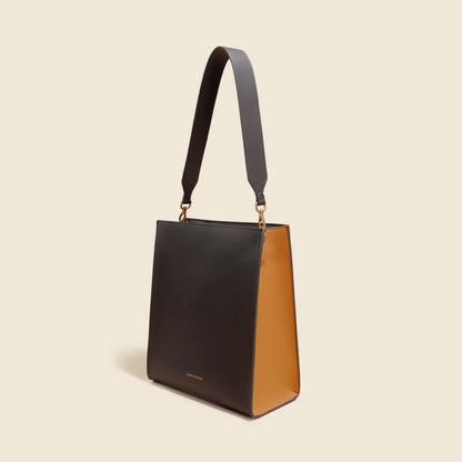 [OEM customization] Tote bag wholesale new contrasting color shoulder bag women's leather bag wide shoulder strap wholesale armpit bag