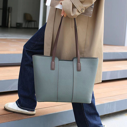 Big bag 2023 new autumn and winter women's bag genuine leather commuter tote bag large capacity mother bag cowhide shoulder bag female